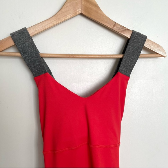 Lululemon Push Ur Limits Tank Top Red Coral Gray Size 6 Criss Cross Back Passion - Picture 11 of 16